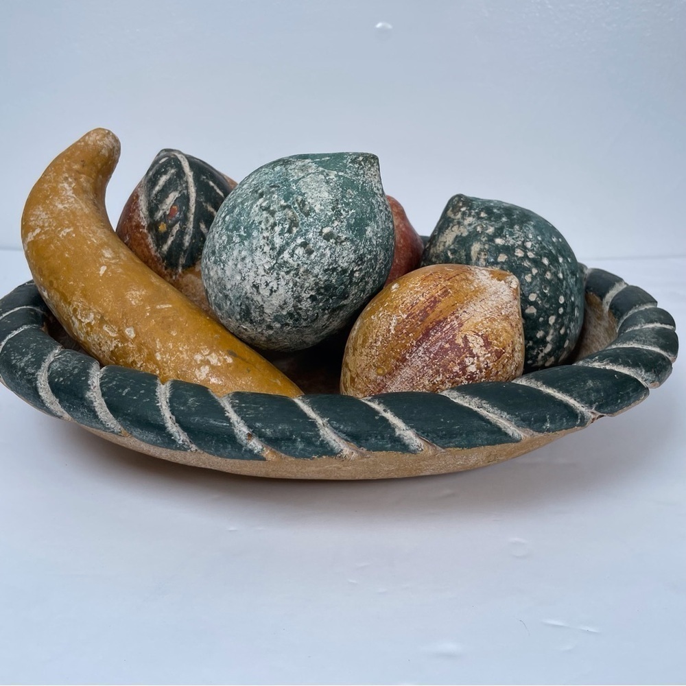 Hand Painted 7 Pieces Terracotta Fruit Bowl Rustic Vintage Vibe Center piece - Picture 2 of 9